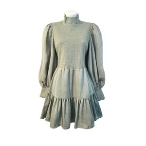 Alice + Olivia Sage Green Elvira Dress Long Sleeve